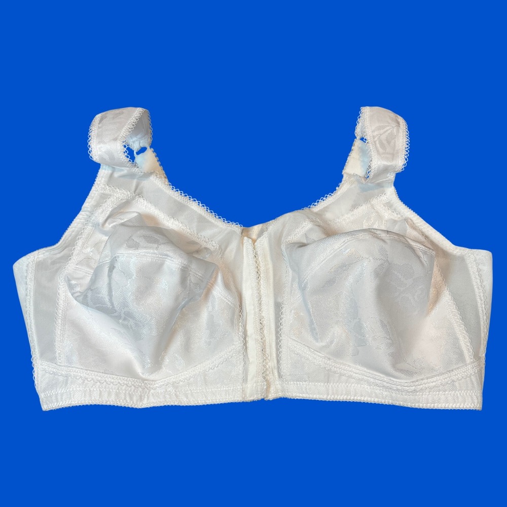 Playtex 18 Hour Front Close Bra 46C White Floral Wireless Supportive 4695 NEW
